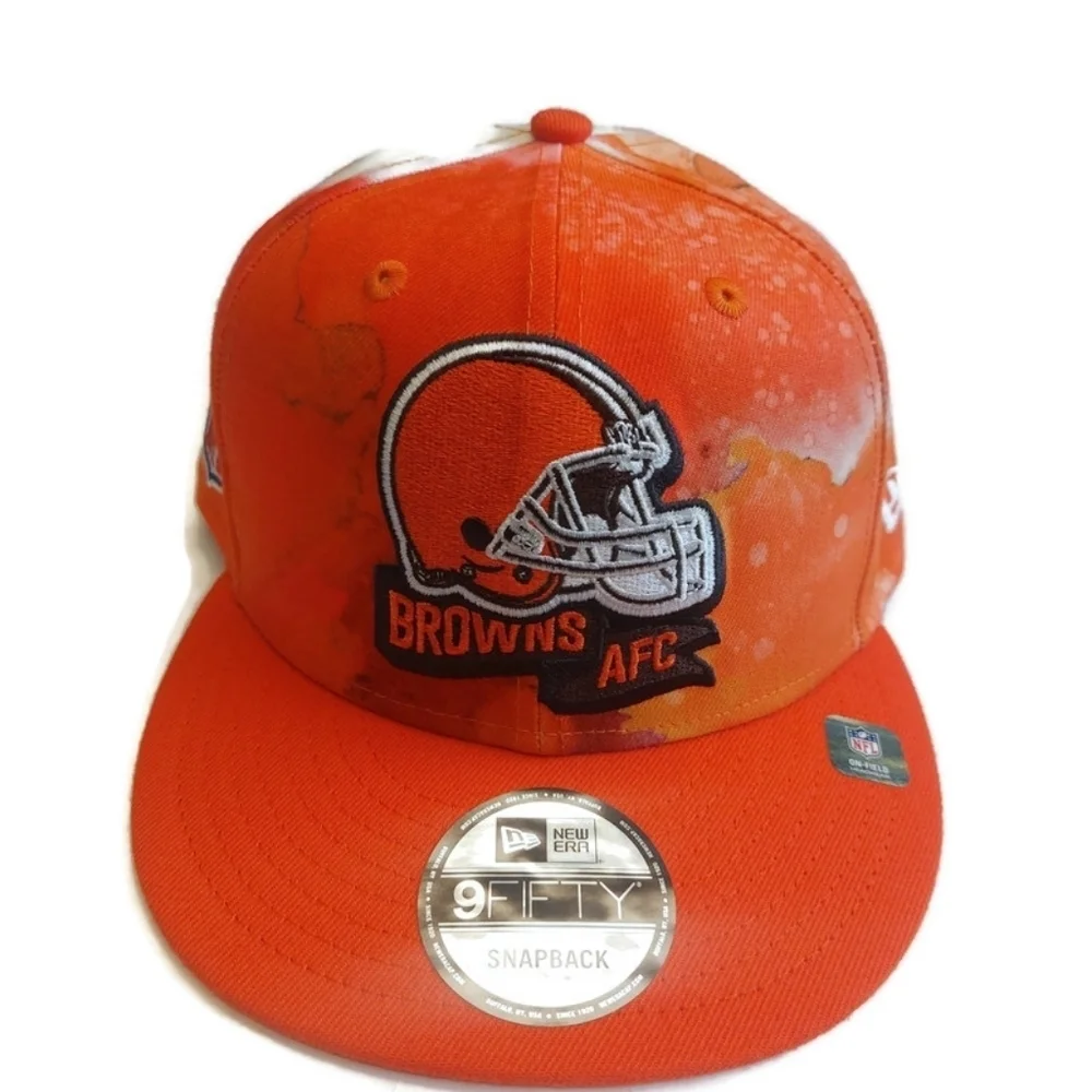 9FIFTY New Era Cleveland Browns Snapback Hat Cap Sideline Ink Dye Orange
